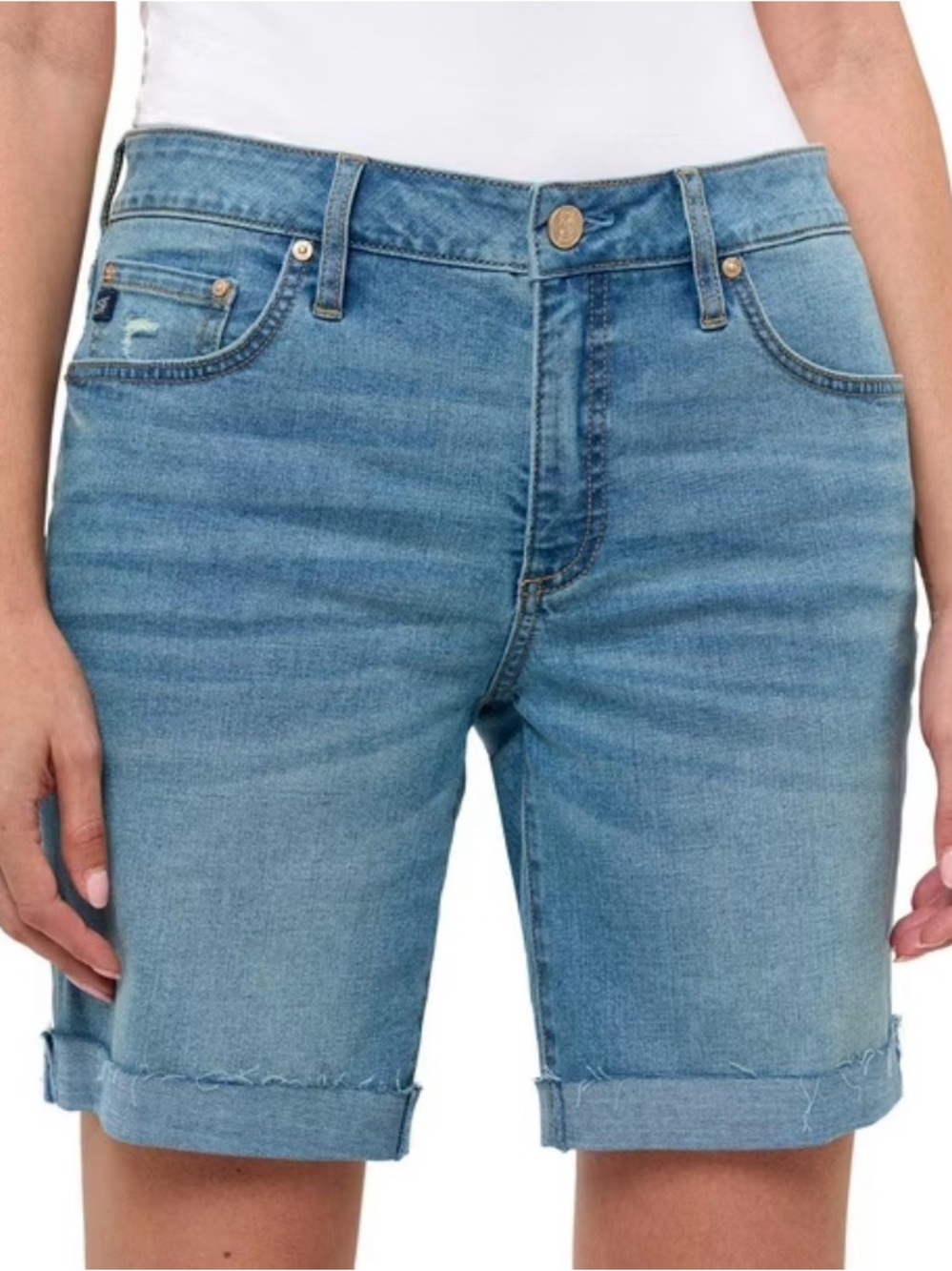 Seven7 Women's Light Blue Denim Relaxed Bermuda Shorts